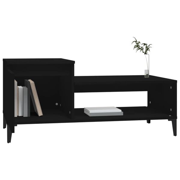 vidaXL Table basse Noir 100x50x45 cm Bois d'ingénierie