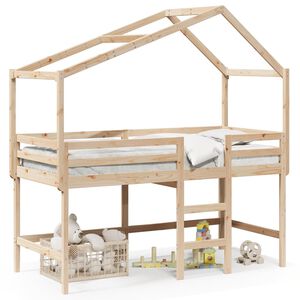 vidaXL Lit superpos&eacute; avec &eacute;chelle et toit sans matelas 90x190 cm
