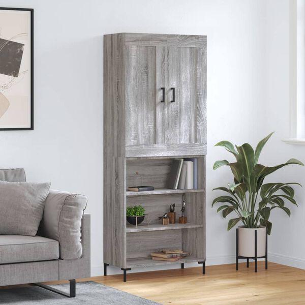 vidaXL Buffet haut Sonoma gris 69,5x34x180 cm Bois d'ing&eacute;nierie