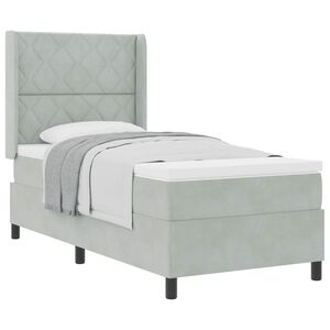 vidaXL Lit &agrave; ressorts avec matelas Gris clair 90 x 200 cm Velours