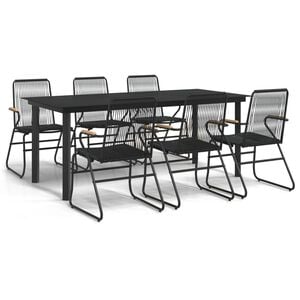 vidaXL Ensemble &agrave; manger de jardin 7 pcs Noir Rotin PVC
