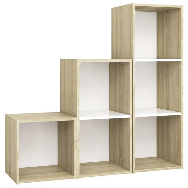 vidaXL Ensemble de meubles TV 3 pcs Blanc ch&ecirc;ne sonoma Bois ing&eacute;nierie