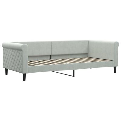 vidaXL Lit de jour avec gigogne et matelas gris clair 90x200cm velours