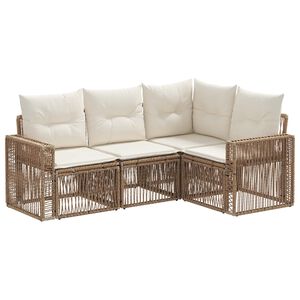 vidaXL Ensemble de canap&eacute; de jardin 4 pc 4 place Beige et blanc cr&egrave;me