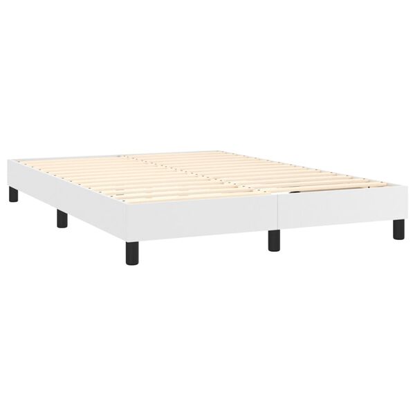 vidaXL Sommier &agrave; lattes de lit avec matelas Blanc 140x190cm Similicuir