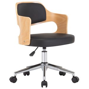 vidaXL Chaise pivotante de bureau Noir Bois courb&eacute; et similicuir