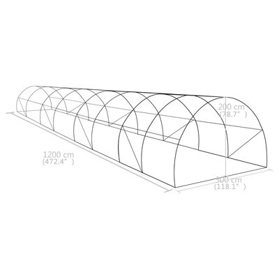 vidaXL Serre 36 m² 1200x300x200 cm