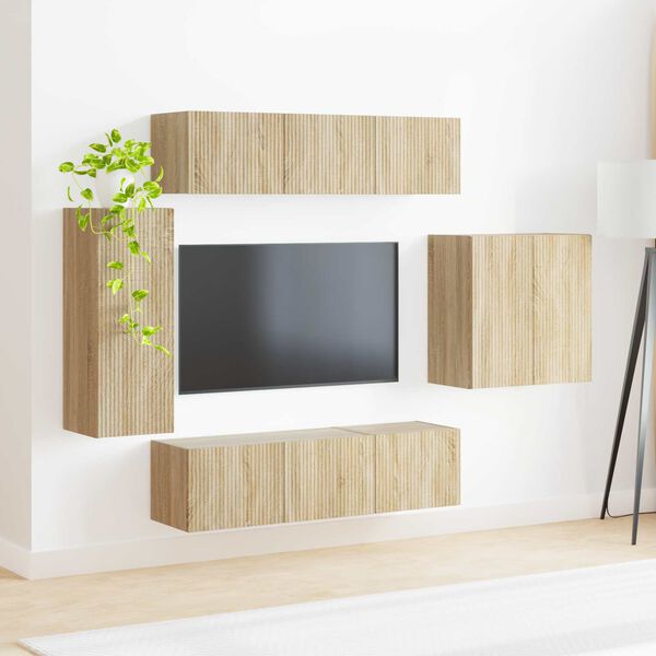 vidaXL Montage mural 6 pcs Ch&ecirc;ne Sonoma