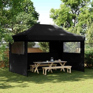 vidaXL Tente de r&eacute;ception pliable escamotable 3 parois lat&eacute;rales noir