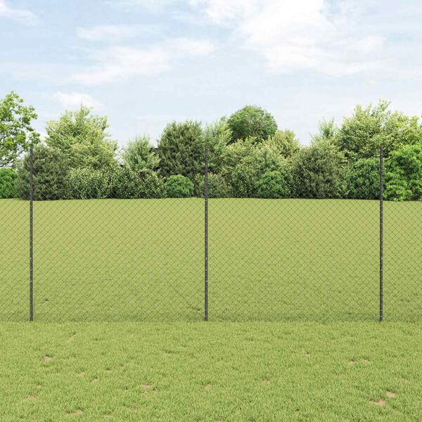vidaXL Cl&ocirc;ture avec poteau Gris 1,5 x 10 m Acier et PVC
