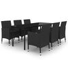 vidaXL Ensemble &agrave; manger de jardin coussins 7 pcs R&eacute;sine tress&eacute;e Verre