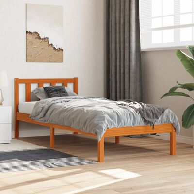 vidaXL Cadre de lit sans matelas cire marron 75x190 cm bois pin massif