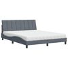 vidaXL Lit avec matelas Hanko gris fonc&eacute; 160x200 cm velours