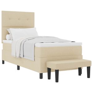 vidaXL Lit &agrave; ressorts avec t&ecirc;te de lit Cr&egrave;me 90 x 200 cm tissu