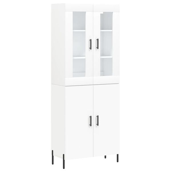 vidaXL Buffet haut Blanc 69,5x34x180 cm Bois d'ing&eacute;nierie