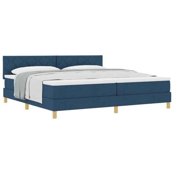 vidaXL Lit &agrave; ressorts avec matelas Bleu 200 x 200 cm tissu
