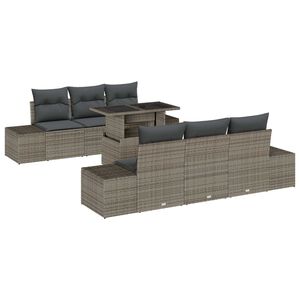 vidaXL Ensemble de canap&eacute; de jardin avec coussin 7 pcs Gris