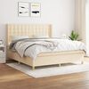 vidaXL Sommier &agrave; lattes de lit avec matelas Cr&egrave;me 160x200 cm Tissu