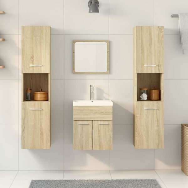 vidaXL Ensemble de meubles de salle de bain 4 pcs ch&ecirc;ne sonoma
