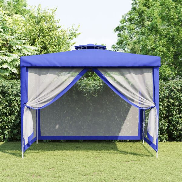 vidaXL Belv&eacute;d&egrave;re &agrave; double toit bleu 3x3x2,68 m tissu