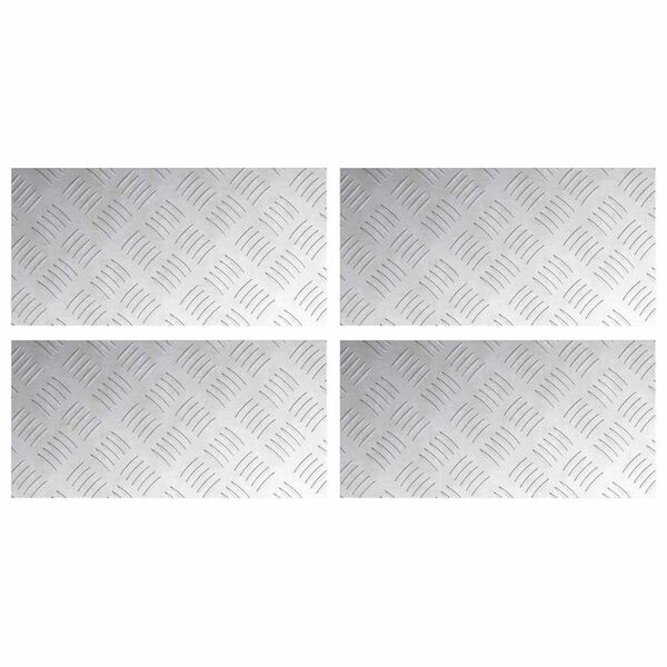 vidaXL Nez de marche Rectangulaire 4 pcs Argent&eacute; 40 x 20 cm Aluminium