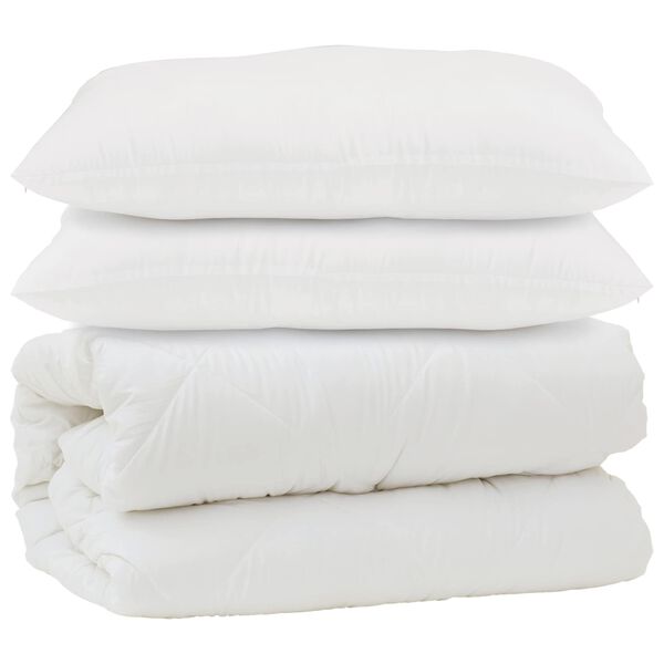 vidaXL Couette avec oreiller 3 pcs Blanc Microfibre