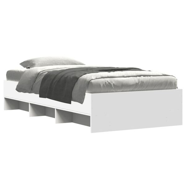 vidaXL Cadre de lit sans matelas blanc 75x190 cm bois d'ing&eacute;nierie