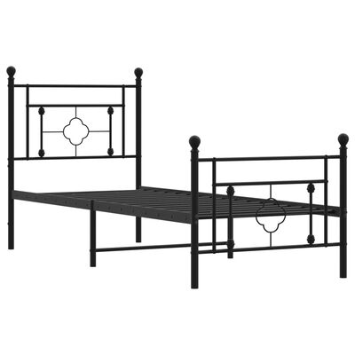 vidaXL Cadre de lit métal sans matelas avec pied de lit noir 80x200 cm