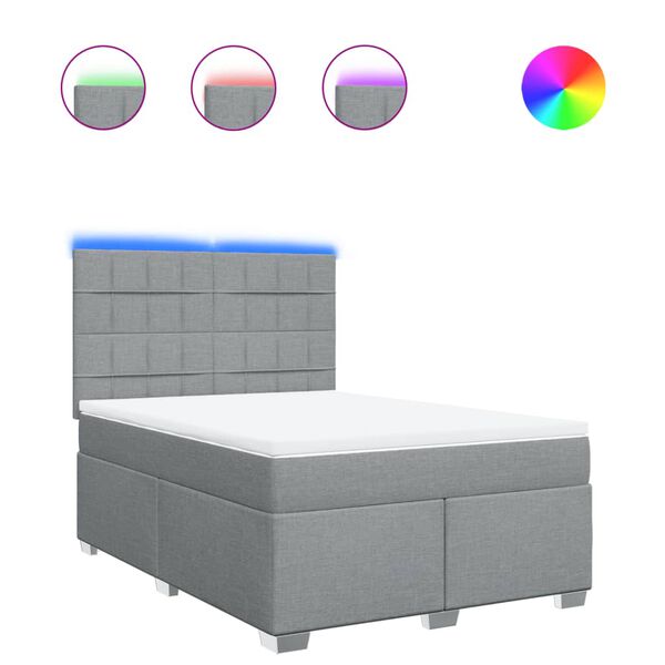 vidaXL Sommier &agrave; lattes de lit avec matelas Gris clair 160x200cm Tissu