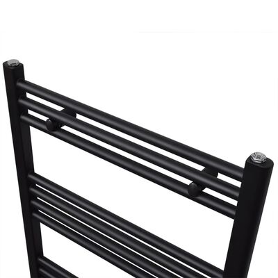 vidaXL Sèche-serviettes eau chaude à rails droits noir 480 x 480 mm