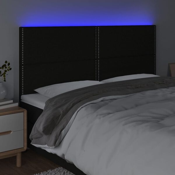 vidaXL T&ecirc;te de lit &agrave; LED Noir 160x5x118/128 cm Tissu