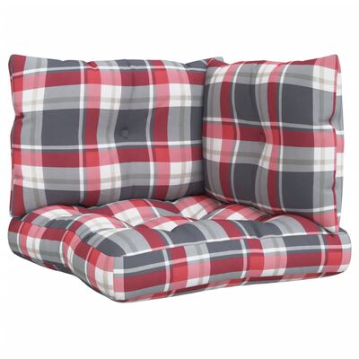 vidaXL Coussins de palette lot de 3 motif à carreaux rouge tissu