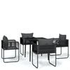 vidaXL Ensemble &agrave; manger de jardin 5 pcs Noir