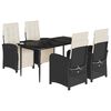 vidaXL Ensemble &agrave; manger de jardin coussins 5pcs Noir R&eacute;sine tress&eacute;e