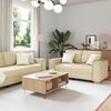 vidaXL Canap&eacute; 3 pcs Cr&egrave;me 220 x 80 x 84 cm Tissu en lin m&eacute;lang&eacute;