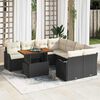 vidaXL Ensemble de canap&eacute; de jardin avec coussin 7 pcs Noir et cr&egrave;me