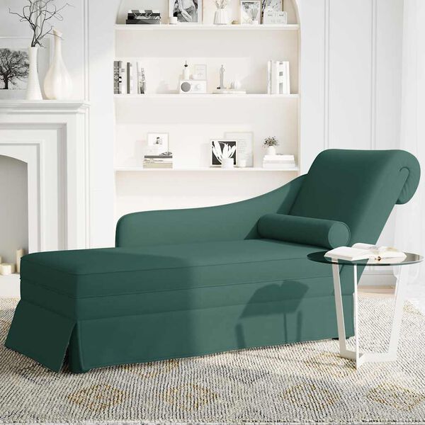vidaXL Fauteuil long et traversin accoudoir droit vert foncé velours