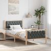 vidaXL Cadre de lit avec t&ecirc;te de lit Gris fonc&eacute; 90 x 200 cm Pin massif
