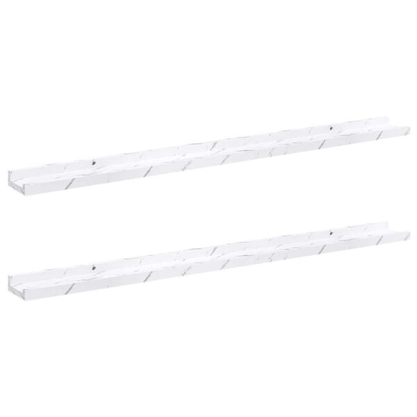vidaXL &Eacute;tag&egrave;re Murale avec &eacute;tag&egrave;re 2 pcs Marbre blanc 100 x 9 x 3 cm