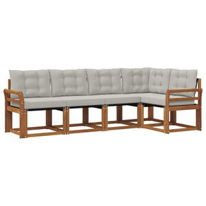 vidaXL Ensemble de canap&eacute;s d'ext&eacute;rieur 5 pc Gris Naturel et Clair