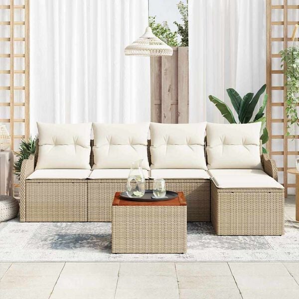 vidaXL Ensemble de canapé de jardin 6 pcs Beige et blanc