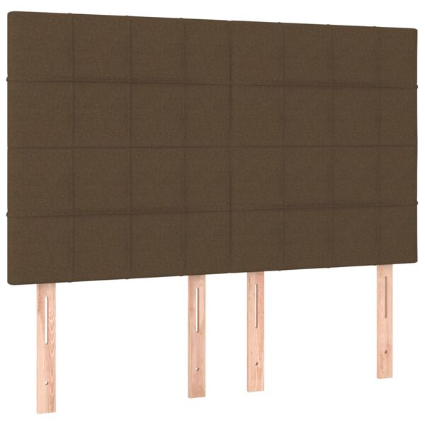 vidaXL T&ecirc;te de lit &agrave; LED Marron fonc&eacute; 144x5x118/128 cm Tissu