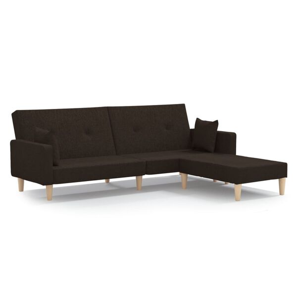 vidaXL Canap&eacute;-lit &agrave; 2 places avec repose-pied Marron fonc&eacute; Tissu