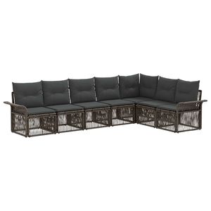 vidaXL Ensemble de canap&eacute; de jardin 7 pc Gris polyrotin