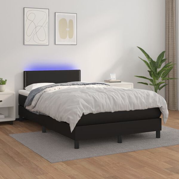 vidaXL Sommier &agrave; lattes de lit avec matelas et LED Noir 120x200 cm