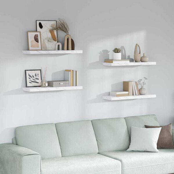 vidaXL &Eacute;tag&egrave;re Murale 4 pcs Marbre blanc 80 x 23,5 x 4 cm