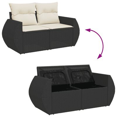 vidaXL Salon de jardin 11 pcs avec coussins noir résine tressée