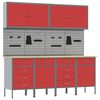 vidaXL Placard de travail 10 pi&egrave;ces Rouge Bois d'ing&eacute;nierie et acier