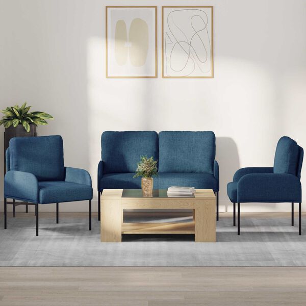 vidaXL Ensembles de canap&eacute;s 3 pcs Bleu 115 x 56 x 80 cm Contreplaqu&eacute;