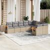 vidaXL Salon de jardin avec coussins 9 pcs beige r&eacute;sine tress&eacute;e